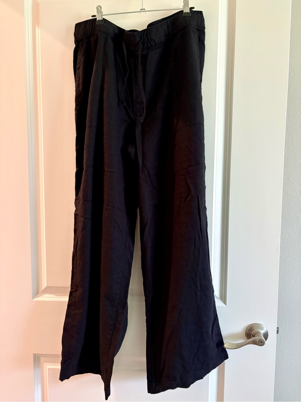 GAP Linen/Rayon blend Black Wide-Leg Pants - Casual Drawstring Trousers